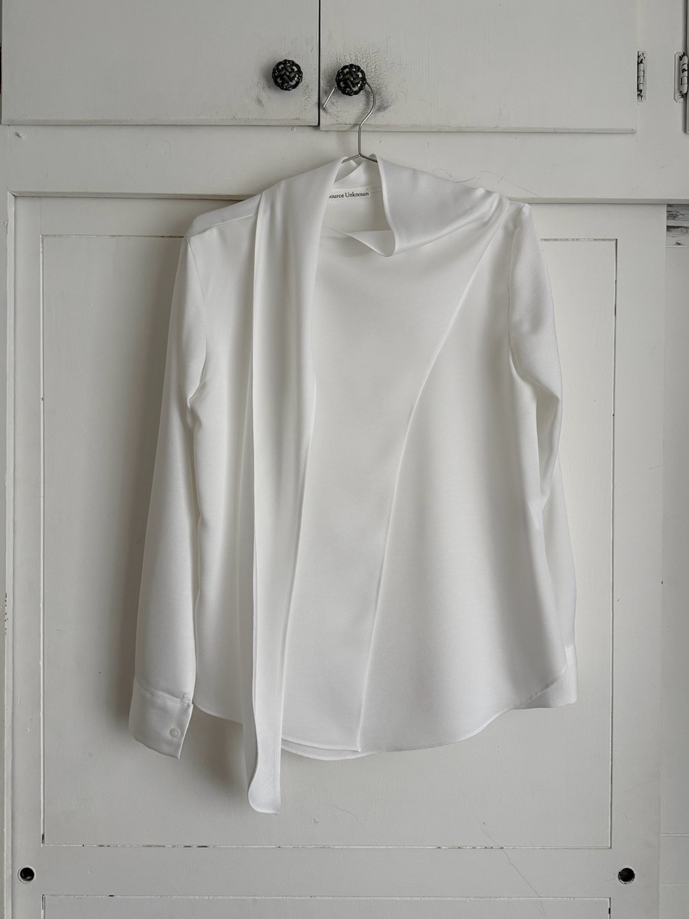 Source Unknown White Scarf Wrap Blouse